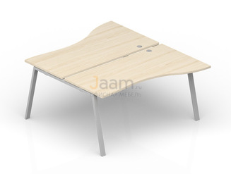 Мебель для персонала Составной стол на 2 рабочих места "Волна" (2 громмета) AR2TG129V