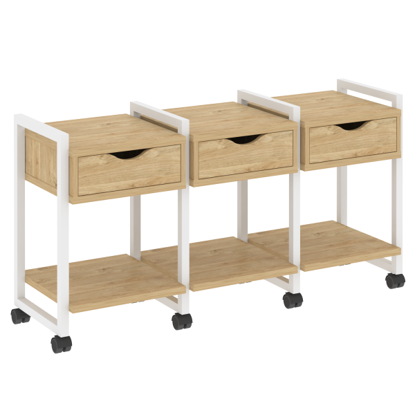 Тумба на колесных опорах наборная VR.L-TN-4.K 1440x460x767 (Тиквуд Светлый/Белый металл)