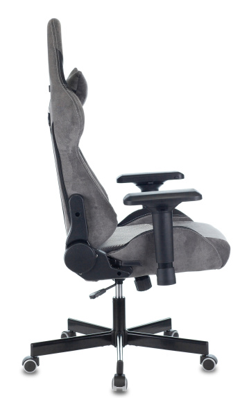 Кресло игровое Zombie VIKING 7 KNIGHT Fabric серый Loft ромбик ткань/эко.кожа с подголов. крестов. м