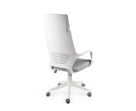 Кресло офисное / IQ / (white+grey) белый пластик / серая ткань (Серый)