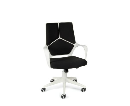 Кресло офисное / IQ / (white+black) белый пластик / черная ткань (Черный)