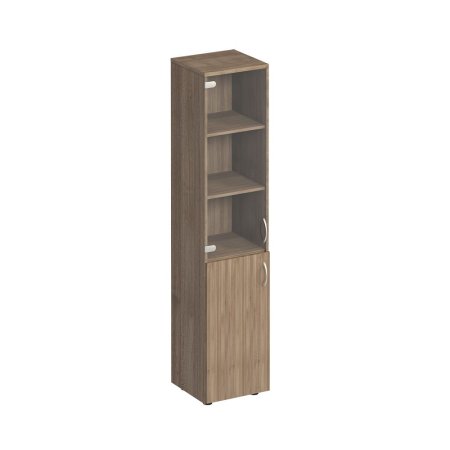 Шкаф для документов узкий со стеклом Комфорт МП2 К 381 400x380x2000 (Дуб шамони темный)