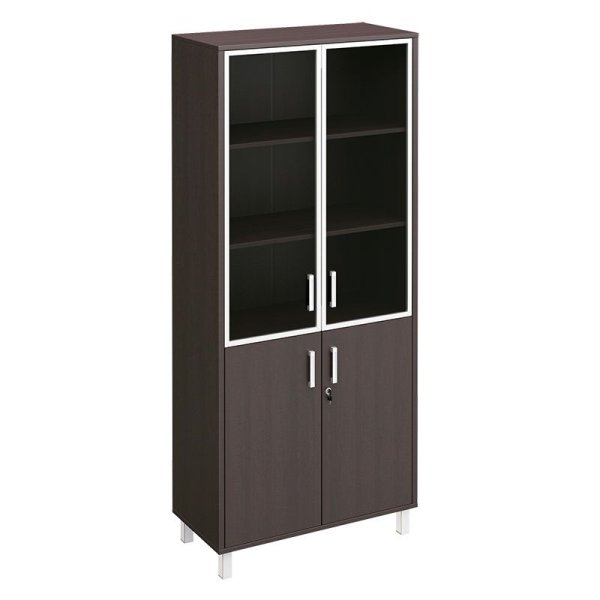 Шкаф для документов двери стекло в рамке + ДСП с замком Борн B 430-822-1 900x450x2074 (Венге)