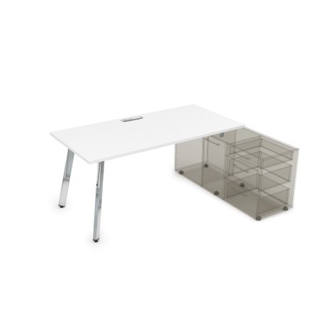 10СТО.089 Стол с тумбой опорной (1400x800x750) (Белый премиумМеталл глянец)