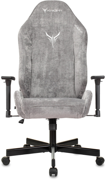 Кресло игровое Knight N1 Fabric серый Light-19 с подголов. крестов. металл