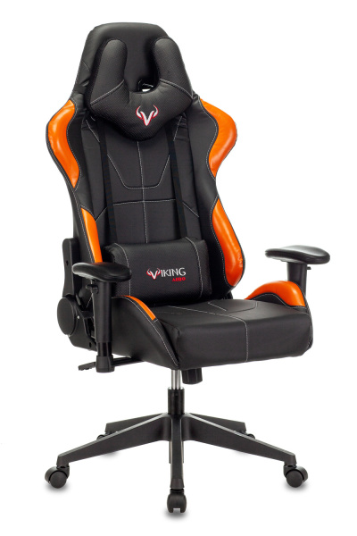 Кресло игровое Zombie VIKING 5 AERO черный/оранжевый эко.кожа с подголов. крестов. пластик (Оранжевый)