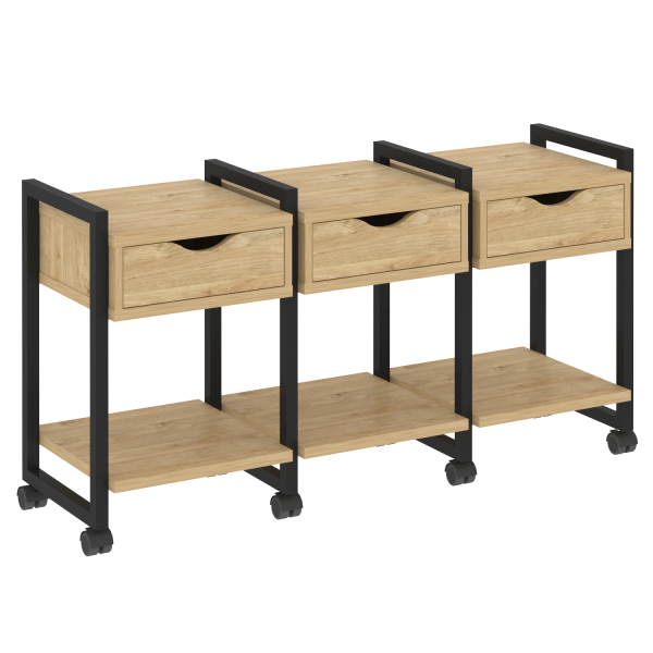 Тумба на колесных опорах наборная VR.L-TN-4.K 1440x460x767 (Тиквуд Светлый/Черный металл)