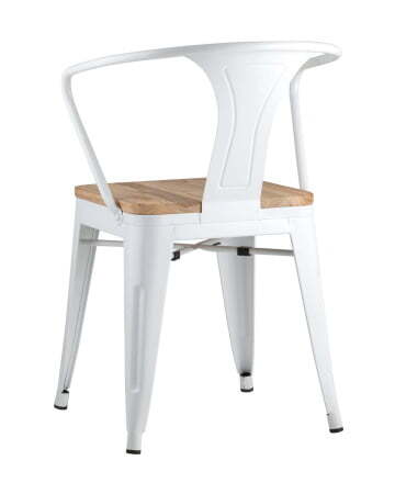 Стул TOLIX ARM WOOD с подлокотниками белый (Стул Tolix Arm Wood белый глянцевый)