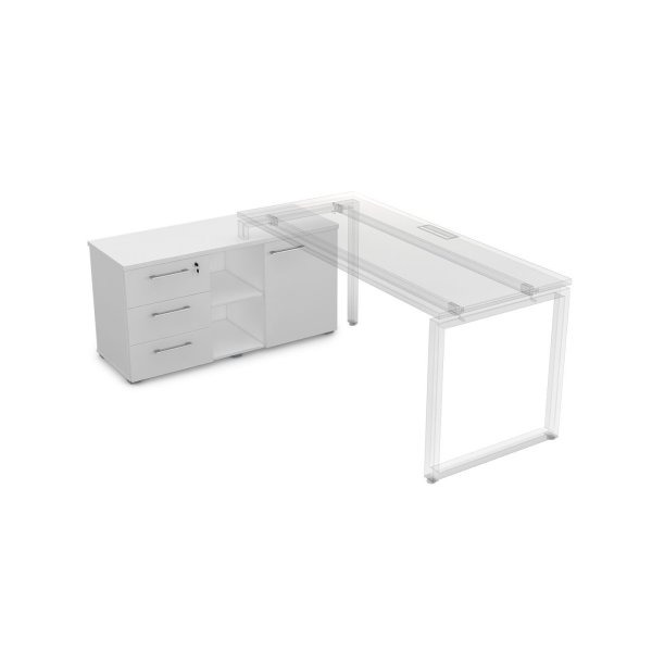 Тумба с тремя ящиками и дверкой Gloss line 9НТ.006 1200x450x620 (Белый премиум)