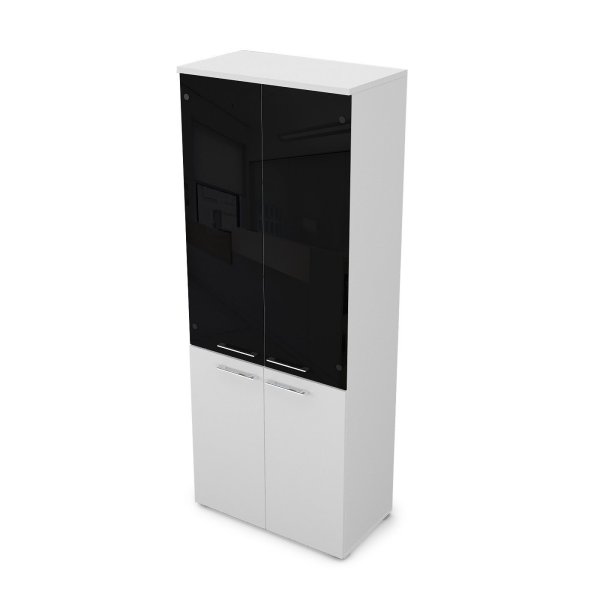 Шкаф высокий со стеклом Gloss line 9НШ.005.22 800x450x2045 (Белый премиум)