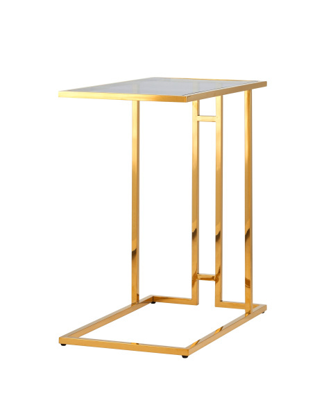 Журнальный столик 50*32 БОСТОН стекло smoke сталь золото (Журнальный стол Бостон желтый)