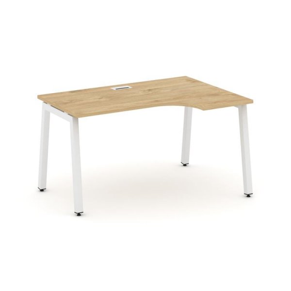 Стол рабочий эргономичный SN-5A.SPA-022(R) (1580х800/980х750) (Тиквуд Светлый/Металл Белый)