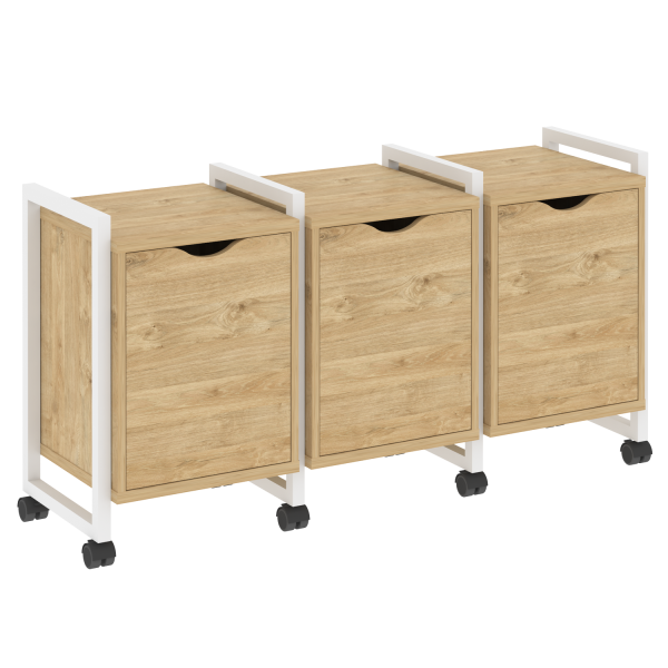 Тумба на колесных опорах наборная VR.L-TN-5.K 1440x460x767 (Тиквуд Светлый/Белый металл)