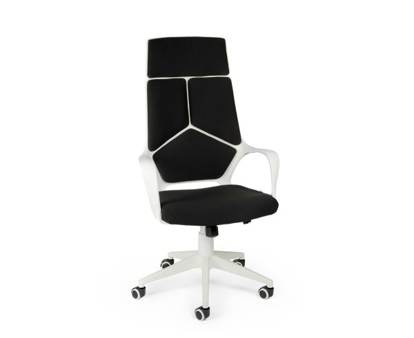 Кресло офисное / IQ / (white+black) белый пластик / черная ткань