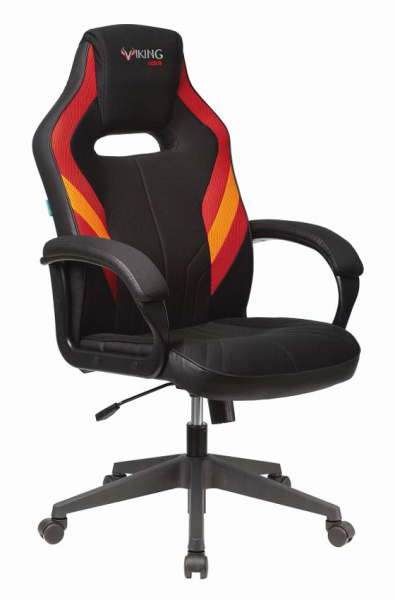 Кресло игровое Zombie VIKING 3 AERO черный/красный ткань/эко.кожа крестов. пластик (Красный)
