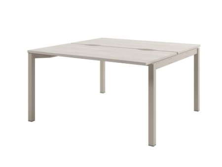 Стол-тандем на металлокаркасе, начальная секция Solution D-411 1400x1432x750 (Акация Морава/КашемирБежевый)