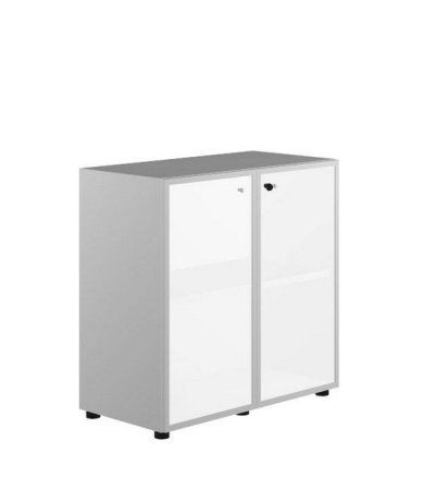 Шкаф низкий, стекло белое, рама хром Z2 IDEV86B I C 860x450x860 (Орех каналетто)