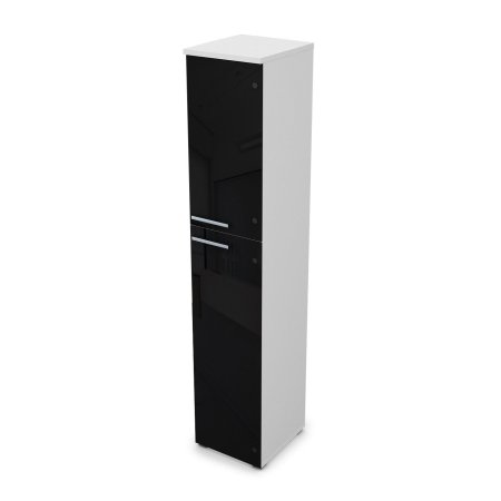 9ПП.005.23 Пенал высокий со стеклом (400x450x2045), правый (Белый премиум)