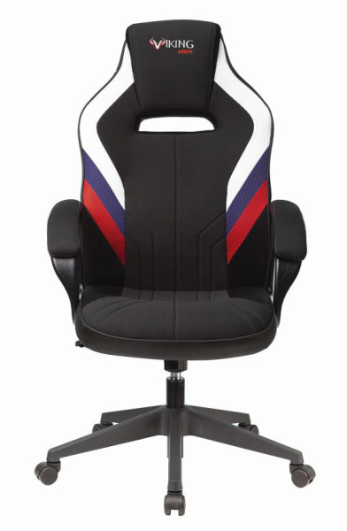 Кресло игровое Zombie VIKING 3 AERO белый/синий/красный сиденье черный ткань/эко.кожа крестов. пласт