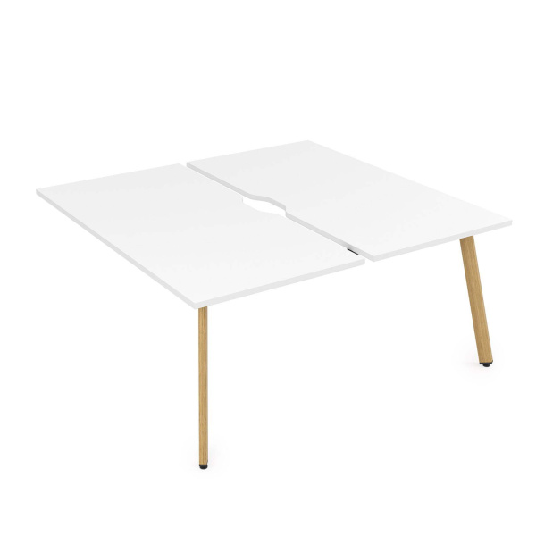 10БДКВ.284 Стол системы Бенч с вырезом, сдвоенный, на 2 рабочих места - конечный (1600x1635x750) (Белый премиум/Iron wood металл)
