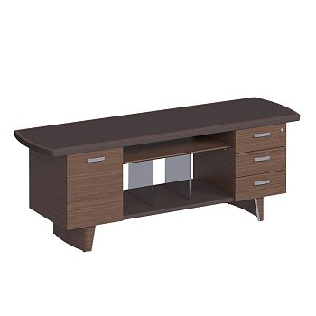Греденция 3 ящика + 1 дверь, дерево, полка стекло, топ кожа ISixty CLX1P 2000x600x720