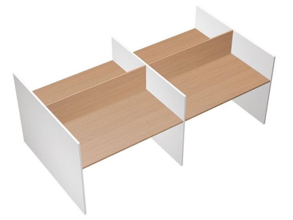Рабочая станция на опорах ДСП (4х120) Profiquadro КВ 1410-2 БВ 2475x1570x1114 (Белый премиум / Вишня скандинавская)