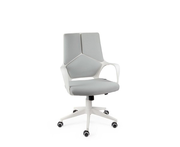 Кресло офисное / IQ / (white+grey) белый пластик / серая ткань