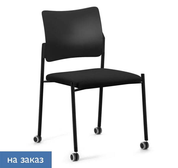 PINKO_black Кресло на колёсах без подлокотников (Черный/Черный/Черный)
