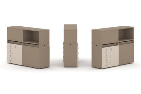 Тумба двойная + низкая надставка ES.NB.2N-15 (1500х410х1135) (Латте/Капучино)