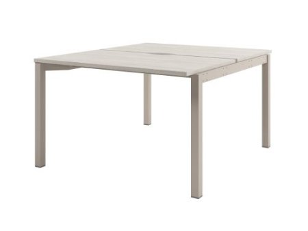 Стол-тандем на металлокаркасе, начальная секция Solution D-401 1400x1432x750 (Акация Морава/КашемирБежевый)